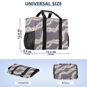 Cesta de Lavandería Grande de Lona con Diseño de Flores Hawaianas Puakenikeni, Bolsa de Compras Reutilizable con Asa Superior y Estampado Personalizado - Product Image 4