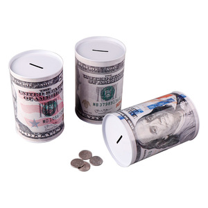 1 pièce Tirelire cylindrique créative en fer blanc, boîte à monnaie pour euros et dollars, boîte d'épargne domestique, décoration intérieure - Product Image 6