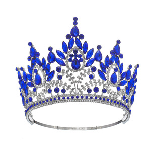 Corona de Cristal Grande en Forma de Lágrima, Tiara de Pedrería Multicolor, Accesorio para Novia, Boda o Fiesta - Product Image 2