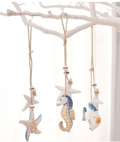 Décoration animale nautique en bois écologique : Étoile de mer, Hippocampe pour thème plage, artisanat suspendu en bois