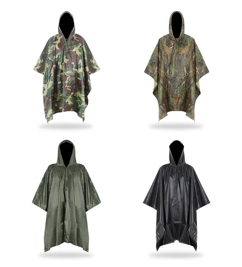 LOTUS Spring outdoor hiking men women Cape camouflage raincoat multi-functional adult poncho