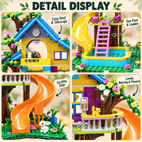 Ensemble de blocs de construction 2-en-1 pour maison dans les arbres, 799 pièces, jouet de construction pour enfants avec toboggan, balançoire et balcon, cadeau éducatif créatif STEM