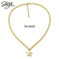 Collier chaîne à perles avec pendentif étoile plaqué or, bijoux en cuivre tendance pour un usage quotidien décontracté