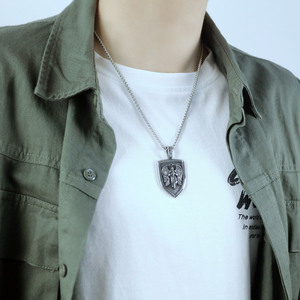 Gioielli Vintage in <span class=keywords><strong>acciaio</strong></span> inossidabile angelo di scudo ala croce collana uomo - Product Image 2
