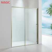 Cloison de salle de bain en verre trempé, porte coulissante, séparation sec/humide, acier inoxydable, fixe/mobile, design européen MAGIC MJ-2514