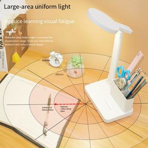 Lampe de table LED à tête ronde, avec prise USB, pliable, avec support, fonction porte-stylo, lampe d'étude pour étudiants - Product Image 6