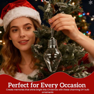 Pot cadeau en forme d'ampoule de Noël, ornement en plastique transparent en forme d'ampoule pour décoration de fêtes, remplissage de cadeaux, lot de 3 - Product Image 4