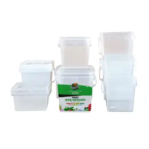 Balde de grau alimentício quadrado de plástico transparente, embalagem personalizada para venda