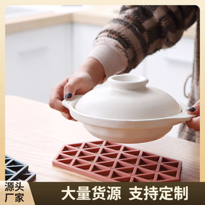 Hexagon Heat Insulating Mat Hollow Design Non Slip Placemat For Tea Cup Bowl Household Use Red Gray Blue - Product Image 5