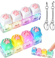Clavier mécanique lumineux anti-stress avec 4 touches en silicone en forme de patte, couleurs bonbon, son clignotant, porte-clés personnalisable, motif dessin animé