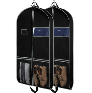<span class=keywords><strong>Housse</strong></span> de vêtement pliable extra large en non-tissé avec fermeture éclair, noire, capacité 15L, pour rangement domestique et protection contre la poussière - Product Image 1