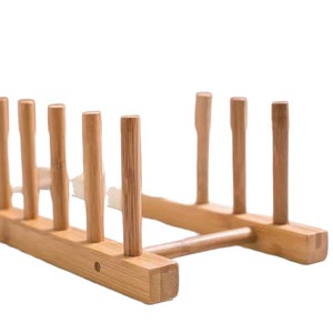 Égouttoir de cuisine en bois massif couleur naturelle 1 niveau forme carrée pour rangement d'ustensiles de cuisine - Product Image 3