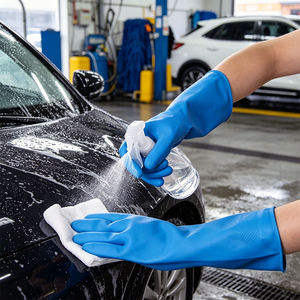 Guantes de Trabajo de Látex Impermeables, Grosor Medio, Ajuste Flexible y Cómodo para Lavar Platos, Lavar Ropa, Jardinería, Limpieza de Autos - Product Image 1