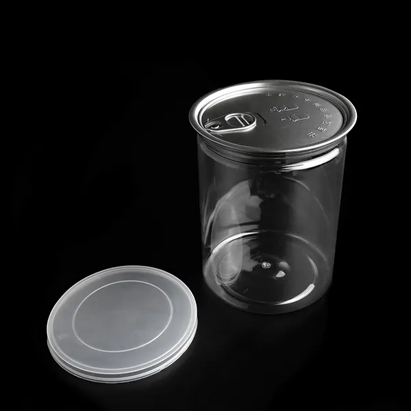 1000ml plastic sealable PET popcorn nut clear jar with aluminum foil easy to tear lids