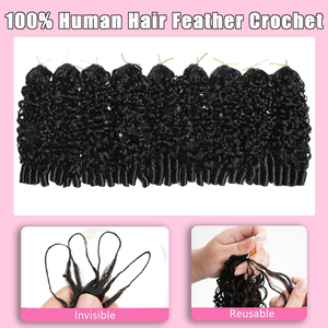 Extensions de <span class=keywords><strong>cheveux</strong></span> Remy naturels bouclés birmans, plumes à crocheter réutilisables, cuticules brutes pré-séparées, plumes à crocheter bon marché - Product Image 4