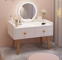 STG Coiffeuse moderne rose minimaliste éclairée avec grand rangement pour chambre, hôtel, appartement
