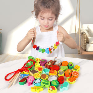 Ensemble de cuisine en bois pour tout-petits de 5 à 7 ans, <span class=keywords><strong>jeu</strong></span> de barbecue, kit d'artisanat, jouets alimentaires, perles, unisexe, vente en gros - Product Image 1