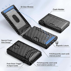Portafoglio EDC Anti-RFID per Uomo, Porta Carte di Credito Pop-up Sottile con Motivo in Fibra di Carbonio, Porta Carte Minimalista - Product Image 4