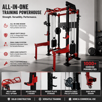 Máquina Smith Premium Todo en Uno para Gimnasio con Plataforma de Sentadillas Crossover y Base de Soporte