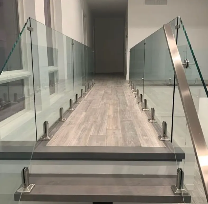 Pasamanos de acero inoxidable para barandilla de vidrio, pasamanos para escalera de 50x25MM