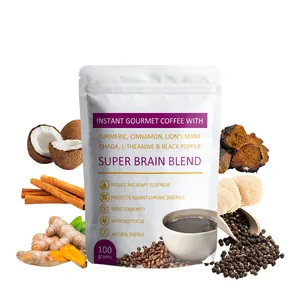 L-theanine süper beyin karışımı enerji çay özelleştirmek mantar kahve karışımı hindistan cevizi çözünebilir kahve mantar kahve özel etiket