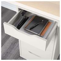 Meja Kerja Kantor Modern dengan Kaki Kayu yang Dapat Disesuaikan, Meja Belajar, Meja Kantor Administrasi, Meja Komputer dengan 5 Laci