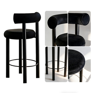 Tabourets de bar hauts noirs avec dossier, chaises de bar modernes du milieu du siècle pour îlot de cuisine, <span class=keywords><strong>chaise</strong></span> de bar en métal de luxe pour salle à manger - Product Image 3