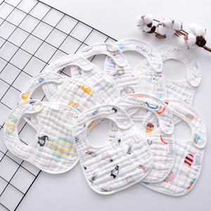 Groothandel 8 Lagen Gaas U-Vormige Slabbetje Baby Print Katoenen Speeksel Handdoek Katoen Absorberend Verdikte Baby Kleine Slabbetjes - Product Image 5