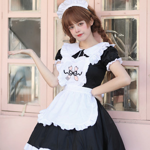 Japanese Maid Cosplay Costume Black Polyester Anime Role Play Lolita Outfit Plus Size Winter 2022 - Product Image 4