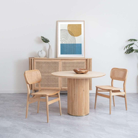 Ensemble Table Ronde en Bois Compacte Design pour Salle à Manger, Conférence, Salon, Balcon, Café et 4 Chaises