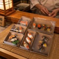 Boîte à sushi en papier kraft biodégradable avec compartiment séparateur, boîte à bento japonaise pour emporter