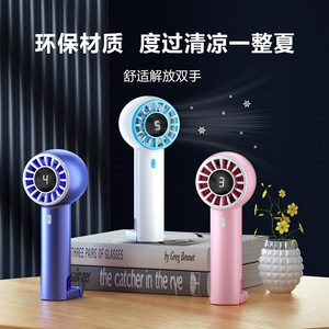 Mini Ventilador Portátil con Pantalla Digital, 3-6 Horas de Duración de Batería, Recargable por USB, Manos Libres, de Escritorio, para Uso en Exteriores - Product Image 1