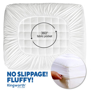 Kingworth 2026 Deep Pocket Soft Protector Twin Size Protector Fluffy White Cotton <strong>Single</strong> <strong>Mattress</strong> <strong>Topper</strong> <strong>for</strong> <strong>Bed</strong> - Product Image 3