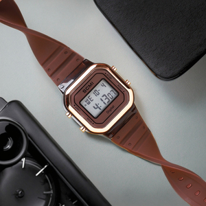 Sang trọng kỹ thuật số Đồng hồ đeo tay cho nam giới phụ nữ vàng với phong cách nhựa thép không gỉ Dây đeo cổ tay - Product Image 6