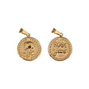 Nouveau design 2026 – Accessoires en acier inoxydable PVD plaqué or 18 carats, anti-ternissement, motif floral, pour bracelets et colliers (hommes et femmes) - Product Image 4