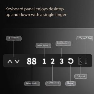 โต๊ะทำงานปรับระดับความสูงได้ ขนาด 55 x 24 นิ้ว ไฟฟ้า อัจฉริยะ ทันสมัย ทนทาน เป็นมิตรกับสิ่งแวดล้อม หน้าโต๊ะกระจกนิรภัย ลิ้นชักคู่ 4 ช่องจัดเก็บข้อมูล - Product Image 6