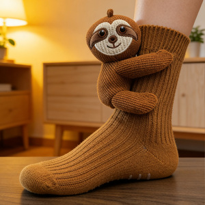3D Plush Knit Christmas Thermal Floor <b>Socks</b> <b>Women</b> Cute Cartoon Animal <b>Warm</b> Cozy Winter <b>Socks</b> for Home Use - Product Image 3