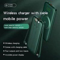 Chargeur portable sans fil 10000mAh avec écran LED Câbles intégrés Banque d'énergie sans fil USB C PD Batterie à chargement rapide