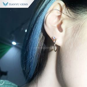 Tianyu Gems Oval Lab Diamonds Half Hoops Pendientes 18K 14K 10K Oro amarillo Mujeres Pendientes DE BODA Joyería Diseño simple Personalizado - Product Image 6