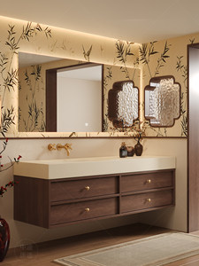 Mueble de baño colgante de pared con espejo inteligente y lavabo integrado sin juntas, estilo Song de inspiración antigua. - Product Image 3
