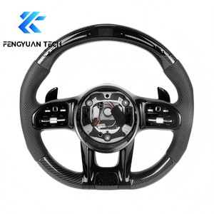 พวงมาลัยคาร์บอนไฟเบอร์ปรับแต่งเองได้สำหรับ Mercedes Benz A B C E S G W213 W205 C63รถ <span class=keywords><strong>CLA</strong></span> 180 AMG C300 GT GTR SUV ไม่มีถุงลมนิรภัย - Product Image 5