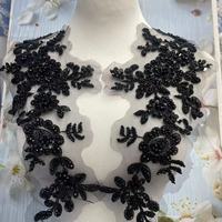 Applique de col en tulle brodée de fleurs tridimensionnelles en perles et sequins