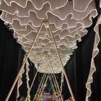 Rideaux en tissu en forme de S modernes, lumières LED à bande, draperies de plafond en tissu filet, rideaux de plafond en spirale pour la décoration d'événements