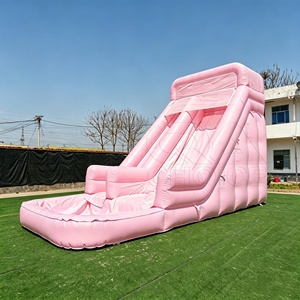 Toboggan aquatique gonflable rose pastel à double voie avec <span class=keywords><strong>piscine</strong></span>, en PVC 0,55 mm, idéal pour la <span class=keywords><strong>location</strong></span> de fêtes de mariage et l'usage domestique - Product Image 1