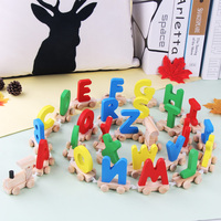 Jouets éducatifs multifonctionnels en bois pour la reconnaissance des couleurs, blocs de construction, train miniature 26 lettres, pour enfants autistes, garçons et filles