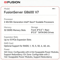 Serveur en rack XFusion G8600 V7 8U Intel Xeon 4.0GHz 2x8468V 16x64GB 9560-8i 4G 2x480G SSD + 2x3840G NVMe 8 GPU en stock