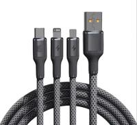 Cable de Carga Trenzado Tres en Uno de 120W con Carga Súper Rápida para Teléfonos Móviles, Compatible con Micro USB y Dispositivos Android Tipo-C