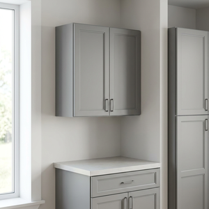 Armadietto da <span class=keywords><strong>Cucina</strong></span> Superiore Grigio Personalizzabile Stile Shaker a 2 Ante RTA in Legno, Produttore OEM ODM all'Ingrosso - Product Image 5