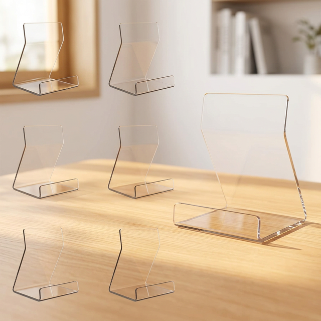 Acrylic Multifunction Upright Display Stand 6PC 4 Inch Clear Holder Easel Base for Home Office School Store CDs Vinyl Records