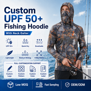 Sudadera de Pesca Personalizada para Hombre con Protección <span class=keywords><strong>Solar</strong></span> UPF 50+ y Cuello Ajustable de Secado Rápido OEM/ODM - Product Image 3